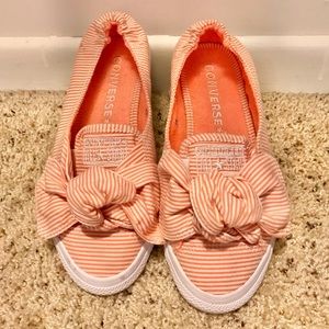 Converse All Star Peach & White Striped Bow Flats